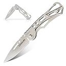 COVACURE UK Legal Non-Locking Pocket Knife with Silver Skeletonized Handle 2.4" Blade with Carabiner Clip