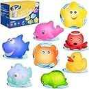 HOYIBO Bath Toys - 8 Pack Light Up Bath Toys with Colorful Flashes Lights Bathtub Toys Bath Light Up Toys Toddler Bath Toys Floating Water Toys Bath Toys for Kids 3-5 Boys Girls Toddler Gifts