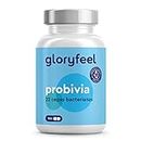 gloryfeel® Probióticos y prebióticos intestinales - 180 cápsulas con revestimiento entérico - 22 cepas bacterianas (Lactobacillus, Bifidobacterium) + Inulina, 10 mil millones de UFC