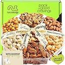 NUT CRAVINGS Gourmet Collection - Sympathy Nuts Gift Basket with Sympathy Ribbon + Greeting Card (7 Assortments) Food Bouquet Platter, Condolence Care Package Healthy Kosher