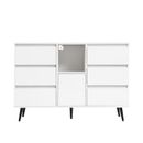 White Living Room Sideboard Storage Cabinet High Gloss with LED Light.