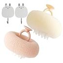 2 Pack Super Soft Sunflower Suction Cup Bath Ball, Body Sponges for Shower Exfoliating, Body Scrubber with Handle, Bathing Accessories (A)