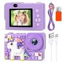 BLiSS HUES Mini Digital Camera for Kids with HD Video- 1080P & 2.4inch IPS Screen -Camera Toy with Filters-Frames & in-Built Games for Toddlers-Unicorn Silicone Cover -Purple