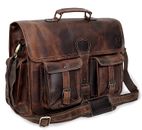 Leather Laptop Messenger Bag Satchel Vintage Brown Distressed Leather 18"