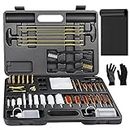 TacSnake Gun Cleaning Kit Universal Supplies for Hunting Rifle Handgun Shot Gun Cleaning Kit for All Guns with Case, Cleaning Mat, and Gloves (Brass(Black Case))