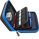 BRENDO Carrying Case for Nintendo 2DS XL and 3DS XL, 24 Game Cartridge Holders and Large Stylus - Black/Blue