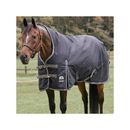 SmartPak Deluxe High Neck Turnout Blanket with Earth Friendly Fabric - 87 - Med/Lite (100g) - Black w/ Grey Trim & White Piping - Smartpak