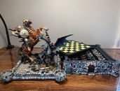 Medieval Knights & Dragons Fantasy Chess Set on Castle Chess Board - Exquisite