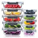 Igluu Meal Prep Glass Food Storage Containers 10 Pack, Glass Meal Prep Containers with Snap Lock Leakproof Lids, Reusable Microwave safe BPA-free Lunch Boxes (10 Containers & 10 Lids) 1050ml & 370ml