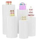 Putros White Cylinder Pedestal Stand for Party 5Pcs Round Cylinder Display Plinth Pillars for Wedding Birthday Party Event Decor