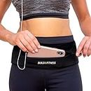 Build & Fitness Running Belt YKK Zip Pouch, Adjustable Waist with Key Clip - Fits Fuel Gel, iPhone 6,7,8plus,X, Samsung S7,S8,S9 - for Men, Women, Runners, Jogging, Gym, Yoga, Workout, Sports
