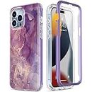 Esdot for iPhone YY Pro Case with Built-in Screen Protector,Ultimate Durable Cover with Fashionable Designs for Women Girls,Stylish Protective Phone Case 6.1" Glitter Purple Marble