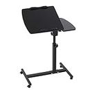 Warmiehomy Laptop Stand Desk on Wheels, Portable Height Adjustable Laptop Rolling Cart Desk Mobile Workstation Computer Desk Sofa Side End Table with Mouse Tray, 60 x 40 x 65-95cm, Black