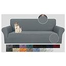 JIVINER Stretch Pet Couch Covers 3 Seater Sofa Covers 1-Piece Jacquard Sofa Slip Covers 3 Seats Washable Thick Couch Covers Furniture Protector with Elastic Bands (Sofa, Light Gray)