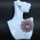 Pink Glass Large Brooch Crystal Flower Pin Women's Clothing Accessories