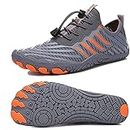Mens Water Beach Shoes Womens Hiking Barefoot Shoes Lightweight Rafting Rock River Shoes Zapatos de Agua para Mujer Hombres, Grey, 11-12 Wide Women/10-10.5 Wide Men