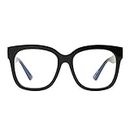 JIM HALO Blue Light Blocker Glasses for Women Oversized Square Computer Glasses Reduce Eye Strain Black