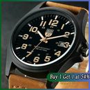 Men’s Military Leather Date Quartz Analog Army Casual Dress Wrist Watches UK