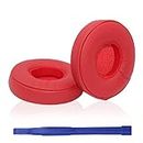 Adhiper 1 Pair Replacement Ear Pads Dr. DRE Professional Replacement Ear Pads Compatible with Beats Solo 2 & Solo 3 Wireless On-Ear Headphones, Ear Pads with Soft Leather & Memory Foam(Red)