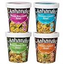 Aahana's Lentils (Dal) & Rice Bowls (Kitchari) Prepared Meals- Ready to Eat Meals, Vegan, Gluten-Free, Plant Based Food- High Protein, Just Add Water Meals - Indian Food With Ayurveda Principles- 4 Pack