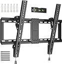 BONTEC TV Wall Bracket for Most 37-82 Inch LED LCD Plasma Flat Curved TVs, Tilt TV Wall Mount with Max. VESA 600x400mm, Up to 60kg, Bubble Level and Cable Ties Included