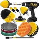 Holikme 11 Piece Drill Brush Attachment Set Scouring Pads Power Scrubber Brush Scrub Pads Cleaning Kit-All Purpose Cleaner for Bathroom Surfaces, Floor, Tub, Shower, Grout, Tile, Corners