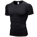 Black Compression Shirts Men Short Sleeve Workout Gym T-Shirt Running Tops Cool Dry Sports Base Layer Undershirts