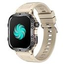 Reloj Inteligente Hombre avec Llamada Bluetooth, 5 cm Smartwatch Mujer avec 100+ Modos Deportivos Pulsómetro SpO2, Regalo Hombre pour iOS Android, Beige