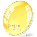 KDFJ WiFi Smart Voice Réveil Lumière Digital Alarm Clock Lampe de Nuit Sunrise Simulation Sleep Sleep Sight Lumière avec Radio FM Radio-Blanc