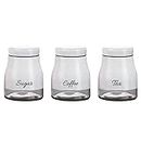 JJA Kitchen Storage Canisters Set of 3, Tea Coffee Sugar Canisters, Kitchen Storage & Organization, Storage Boxes with Lid, Kitchen food Storage Containers, Kitchen Accessories (White)