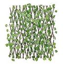 Go Hooked Artificial Expanding Wood Fence Trellis Artificial Plant Garden Green Wall Leaf Ivy Wood Fence for Home Decor Garden Decor Restaurant Decor (60 x 20 Inch, Pack of 1)