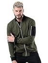 fanideaz Cotton Fleece Bomber Jackets with Full Sleeve for Mens_Olive_XL