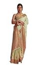 BE4ME.COM Women's Pure Lichi Silk Indian Wedding Wear kanjeevaram Saree with UnStitched Blouse Piece (Pestal Green), Green, free, Green, free