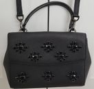 Michael Kors Ava Black Saffiano Leather Jeweled Crossbody Hand Bag