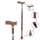MCP Jindal Premium Height Adjustable Walking Stick Aluminium Cane Hand Stick Trekking Support Stick for Men, Women & Old People (Brown)