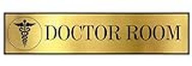 Gugan's DOCTOR ROOM Self Adhesive Acrylic Signage Signboard for Hospital, Clinic, Laboratory, Medical, Home, Business & More | Color - Gold & Black, 12x3 Inch | Engraved Acrylic Sheet Sticker For Wall, Door, Glass