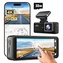 REDTIGER 4K Dash Cam Front, 5G Wi-Fi App Control, 3.18'' Touch Screen Dash Camera for Cars, 2160P UHD Night Vision, Free 32GB Card, 160° Wide Angle, Built-in GPS, Parking Mode, Loop Rcording (F8)