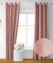 B'Decorlish Polyester Long Crush Premium Textured Self Design Pattern Screen for Home Office | Parda for Living Room Bedroom | Long Door Curtains 9 feet Long Set of 4 | Eyelet Rings | Peach Curtains