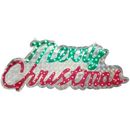 Northlight Seasonal 42" LED Lighted Holographic Merry Christmas Outdoor Sign Decoration, Metal in Green/Red/White | 18 H x 42 W x 1.5 D in | Wayfair