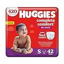 Huggies Complete Comfort Dry Pants Small (S) Size (4-8 Kgs) Baby Diaper Pants, 42 count, with 5 in 1 Comfort