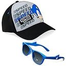 Sonic The Hedgehog Baseball Cap and Kids Sunglasses Summer Holiday Accessories Set Adjustable Strap Boys Cap 100% UV Protection Kids Sunglasses Sonic Gifts for Boys