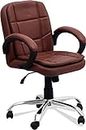 Mezonite Office Chair Mid-Back Swivel Computer Office Chair with Armrests Ergonomic Leatherette Padded Desk Chair Cabin Chair Gaming Chair Boss Office Brown Chair