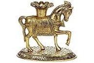 Fashion Bizz Decorative Metallic Feng Shui Horse Candle Holder/Vastu Gift Item/Good Luck Charm for Money,Success,Wealth,Career Interior/Living Room/Office/Table Decorative Showpiece-10 cm(Metal,Gold)