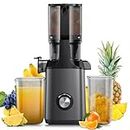 Cold Press Juicer, JoyBear Slow Masticating Machines with 4.3" Extra Large Feed Chute Fit Whole Fruits Vegetables Easy Clean Self Feeding Effortless for Batch Juicing, High Juice Yield, BPA Free 200W