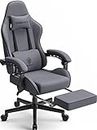 Dowinx Gaming Stuhl Bürostuhl Stoff Tasche Frühling Kissen, Massage , Stoff mit Kopfstütze, Ergonomische Gaming Stuhl mit Fußstütze (grau)
