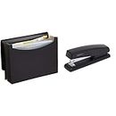 Amazon Basics Expanding Organizer File Folder, Letter Size - Black & Office Stapler with 1000 Staples - Black