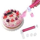 MOVKZACV Manual Airbrush Pump for Decorating Cakes,Cake Coloring Baking Cake Spray Tube Baking Tool,for Cupcakes Cookies and Desserts(Pink)