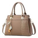 ACNCN Women Handbags Shoulder Bag Crossbody Messenger Bag Tote Satchel for Lady PU Leather Purse(Khaki)