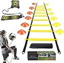 UHAPEER Football Speed Agility Training Set, Agility Ladder, 12 Sports Cones and Football Kick Trainer, Football Training Equipment Footwork Drills for Kids and Adults