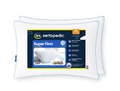 2 Pack Sertapedic Super Firm Bed Pillow, Standard/Queen and King Size - White